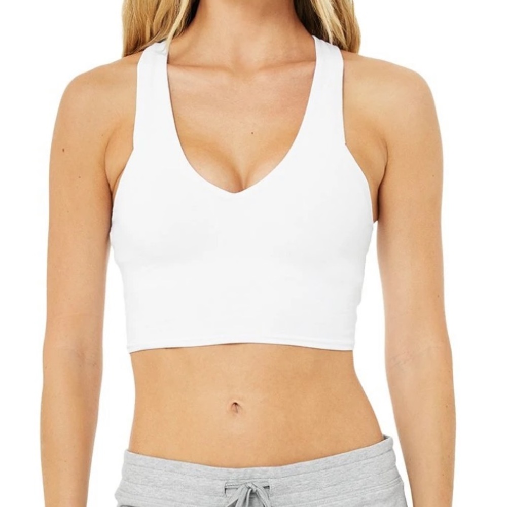 alo yoga real bra tank in white